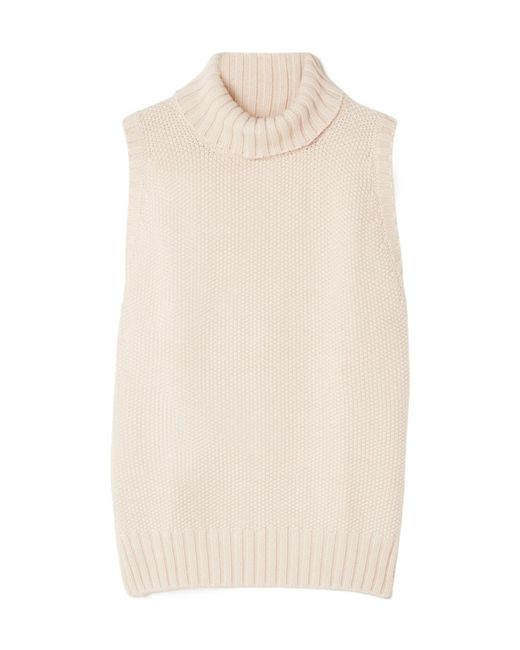 Johnstons White Cashmere Turtleneck Sweater Vest