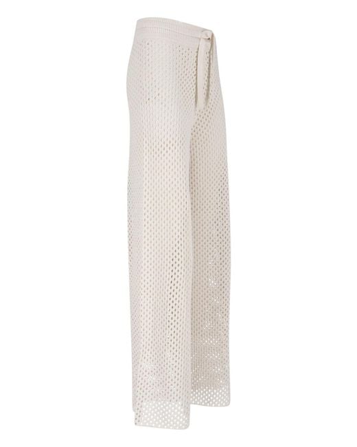 Golden Goose Deluxe Brand White Open-Knit Wide-Leg Drawstring Pants
