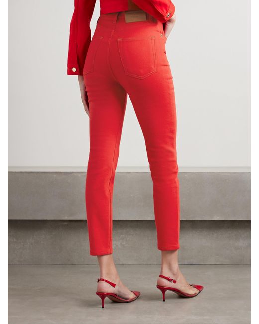 FRAME Red High Waist Skinny Jeans