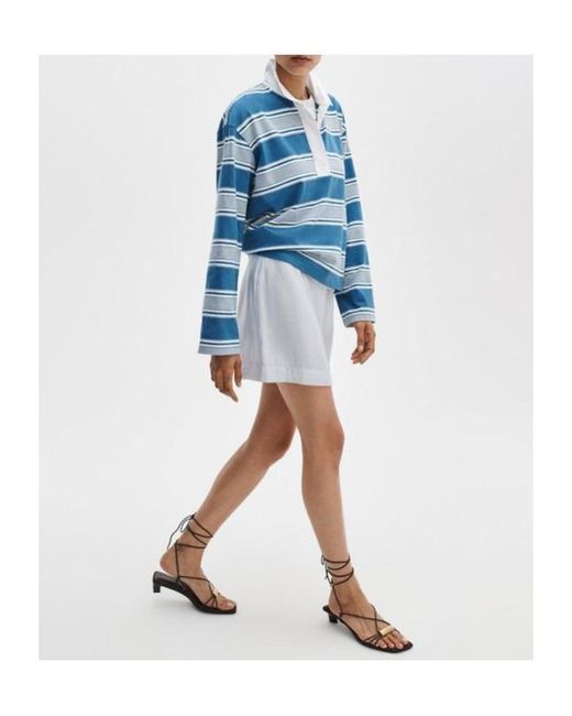 Rag & Bone Blue Kelly Boxy Striped Long-Sleeve Polo