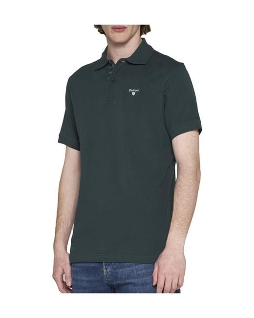 Barbour Green Logo Embroidered Short-Sleeved Polo Shirt for men