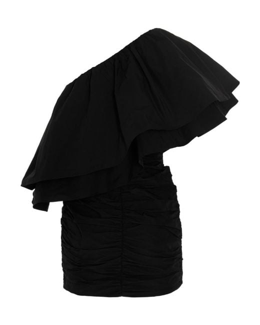 ROTATE BIRGER CHRISTENSEN Black Off-shoulder Ruffled Minidress