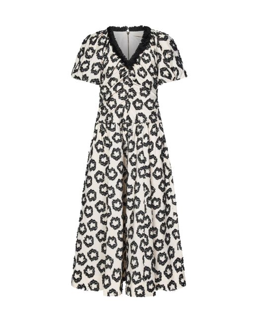 Ulla Johnson White Border Embellishment Pleated Embroidery Jacquard Dress
