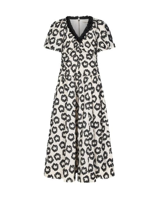 Ulla Johnson White Border Embellishment Pleated Embroidery Jacquard Dress