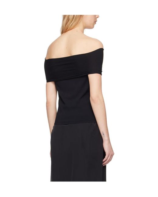 Quira Black Off-The-Shoulder Short-Sleeve T-Shirt