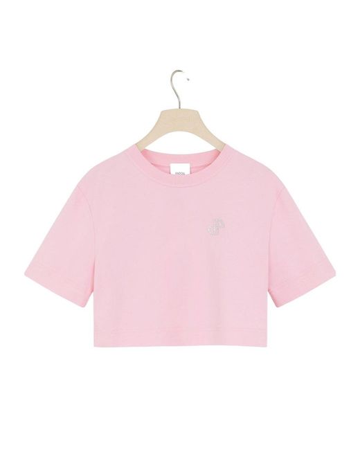 Patou Pink Logo Embellished Cropped T-Shirt