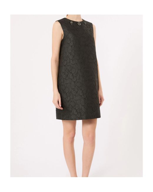 Max Mara Black 'S Stmvicolo Crewneck Poplin Mini Dress