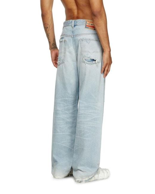 DIESEL Blue 2001 D-Macro Straight-Leg Distressed Jeans for men