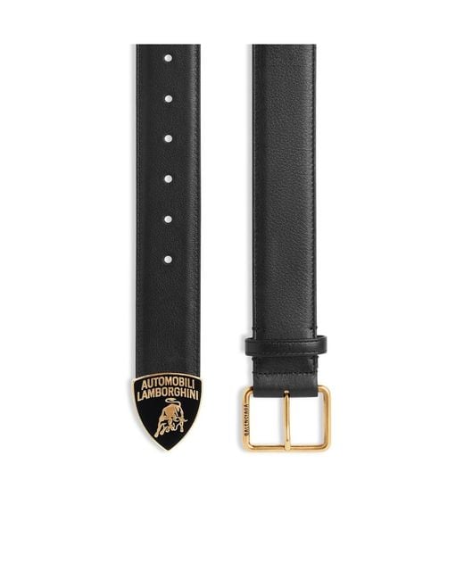 Balenciaga Black X Automobili Lamborghini Square Buckle Belt for men