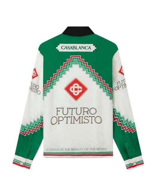Casablanca Green Graphic-Print Silk Shirt for men