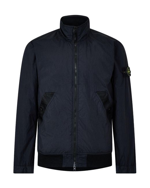 Stone Island Blue Stand-Collar Bomber Jacket for men