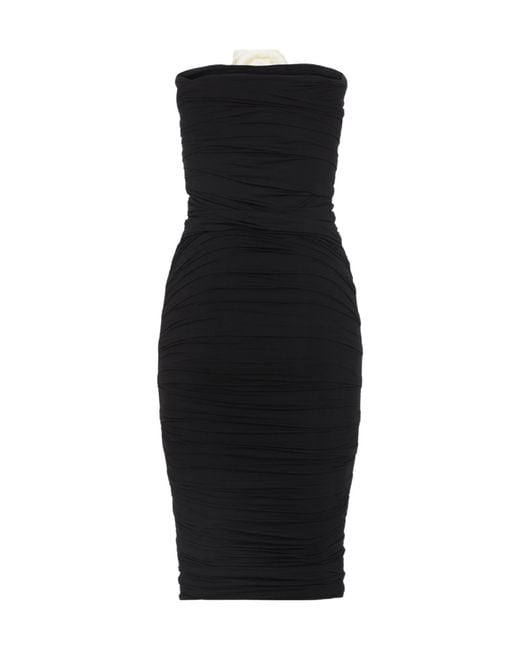 LaRevêche Black Mirey Ruched Strapless Dress