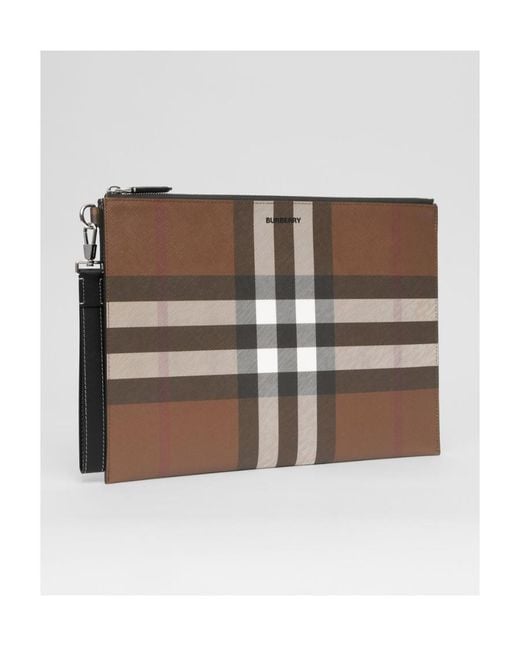 Burberry Brown Large Check-Pattern Pouch for men