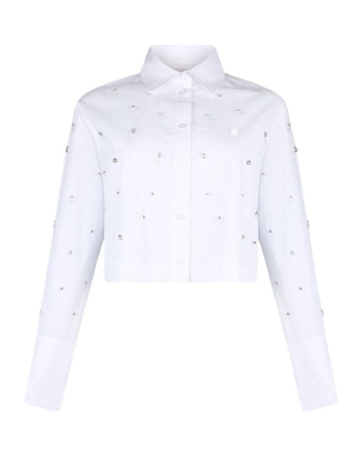Liu Jo White Logo Detail Embellished Shirt