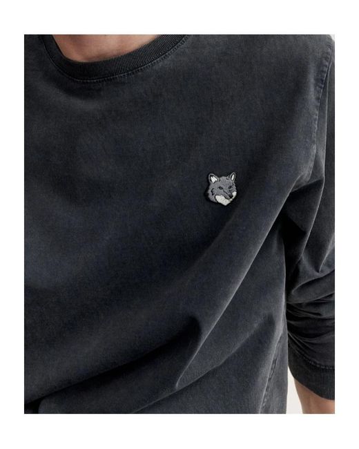 Maison Kitsuné Blue Maison Kitsuné Fox Head Patch Long-Sleeved T-Shirt for men