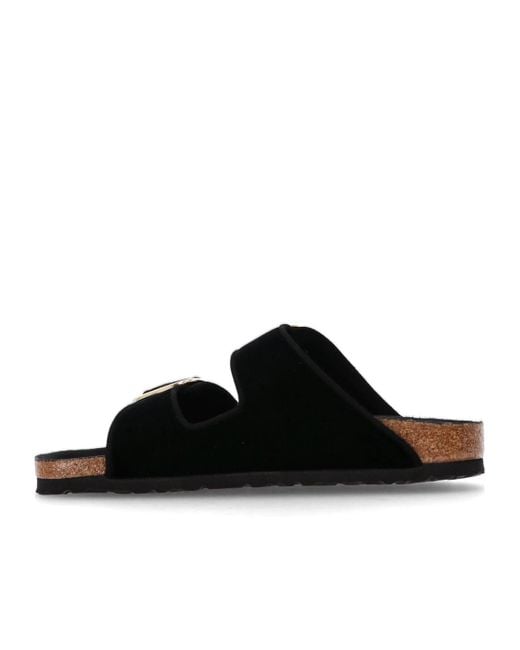 Birkenstock Black Double Buckle Slip-On Velvet Sandals