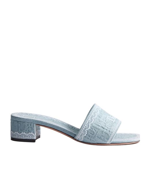 Dior White Dentelle Heeled Slide