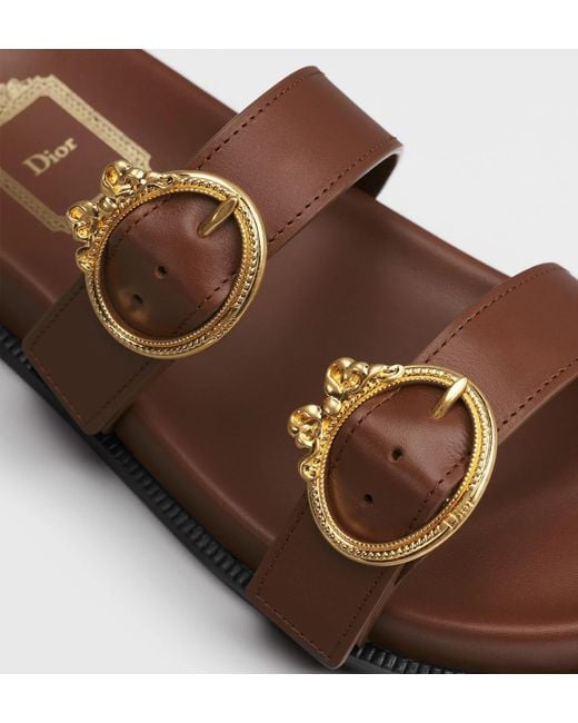 Dior Brown Open-Toe Round-Toe Slippers