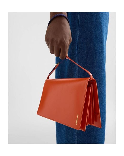 Jil Sander Red File Small Shoulder Bag