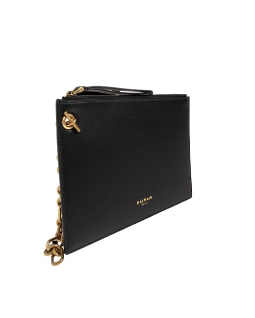 Balmain Black Pulse Chain Wristlet Bag