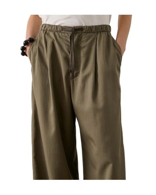 Soeur Natural Drawstring Pleated Palazzo Pants