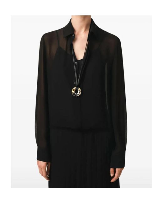 AMI Black Long-Sleeved Pleated Midi Dress