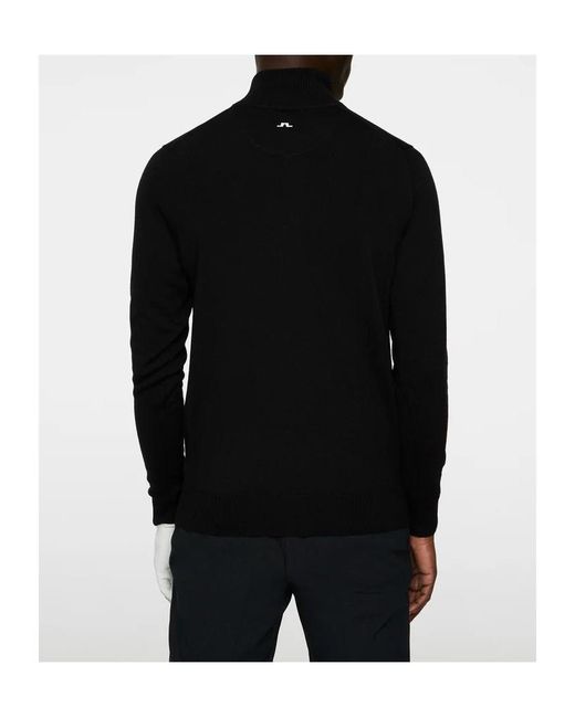 J.Lindeberg Black Half-Zip Fine-Knit Jumper for men