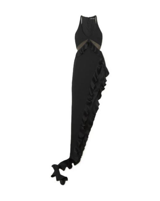 David Koma Black Cutout Crepe Gown