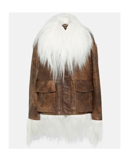 Dodo Bar Or Natural Yoyo Shearling-Trimmed Leather Jacket