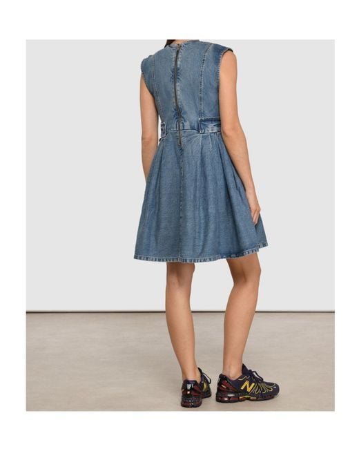 Ganni Blue Floral Appliqué Denim Dress