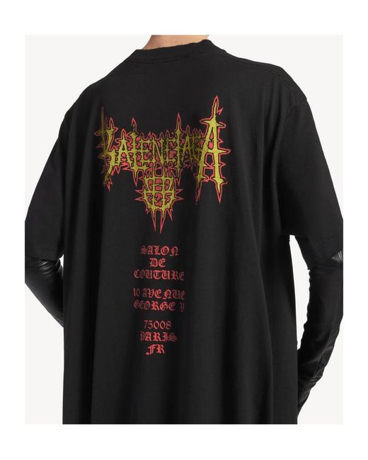Balenciaga Black Train Graphic Print Layered T-Shirt