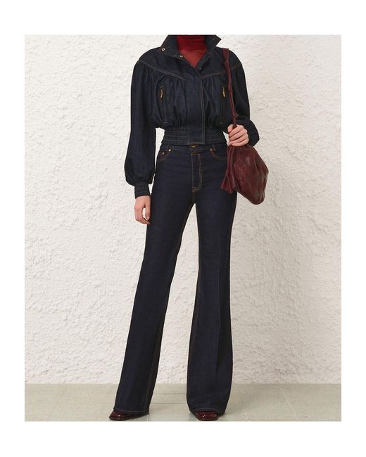 Zimmermann Blue Denim Handkerchief Bomber