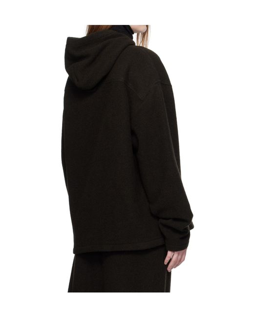 Rier Black Wool Fleece Hooded Sweatshirt
