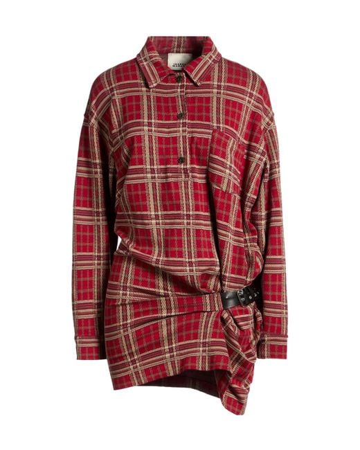 Isabel Marant Red Plaid Shirt Dress