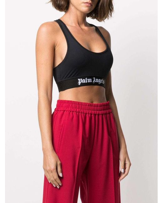 Palm Angels Black Logo-Print Sports Bra
