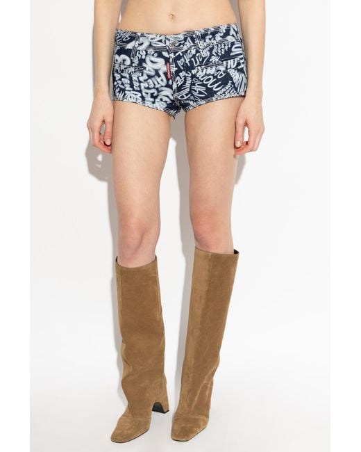 DSquared² Blue Pattern-Printed Denim Shorts