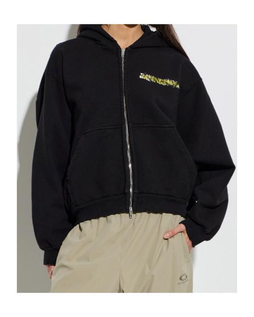 Balenciaga Black Spray Logo Zipped Hoodie