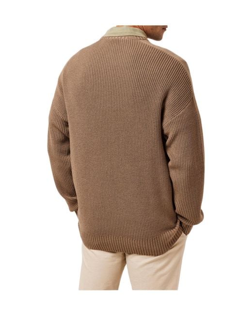 Boss Brown Mock-Neck Knit Sweater for men