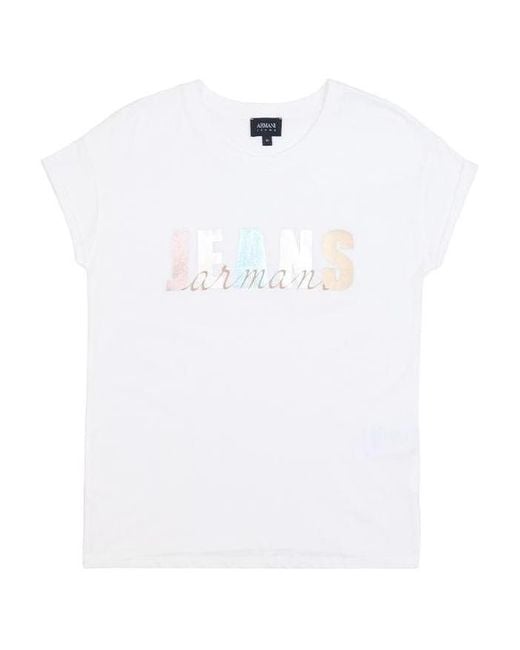 Armani Jeans White Logo Printed Pattern T-Shirt