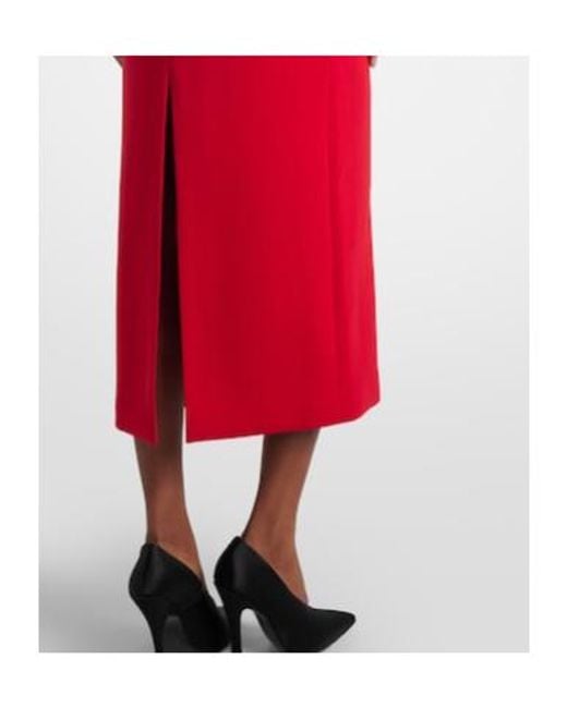 Magda Butrym Red Floral-Appliqué Wool-Blend Midi Dress