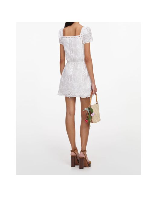 Self-Portrait White Ramie Mini Dress