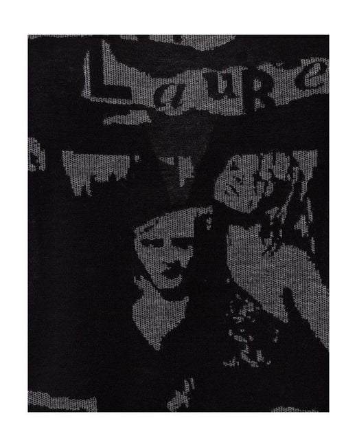 Saint Laurent Black Jacquard Logo Crew Neck T-Shirt