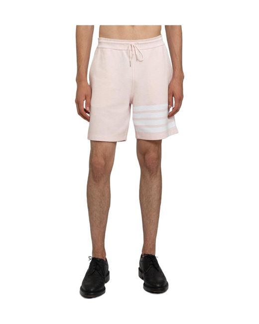 Thom Browne Pink Ottoman -Bar Track Shorts for men