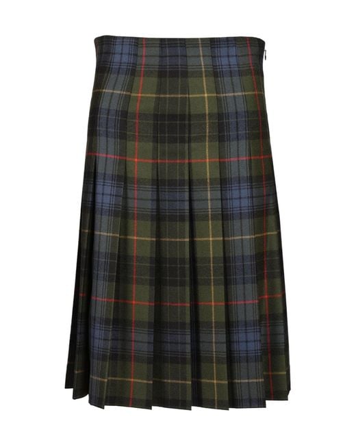 Etro Green Pleated Midi Skirt Macro Check