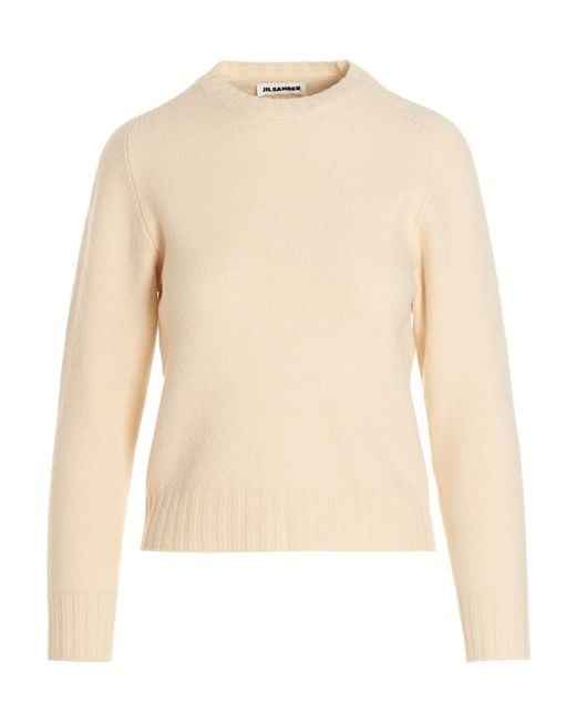Jil Sander Natural Long-Sleeved Crewneck Knitted Jumper