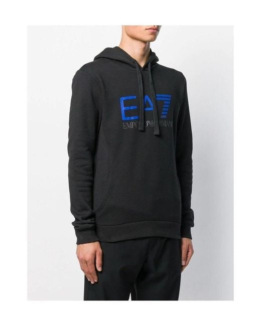 EA7 Black Logo Printed Sweater for men