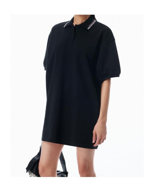 Alexander Wang Black T By Short-Sleeved Polo Mini Dress