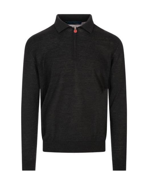 Kiton Black Long-Sleeved Polo Shirt for men