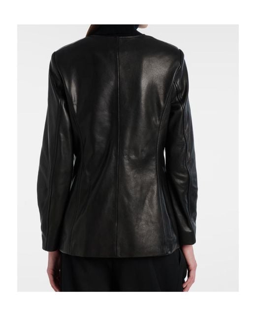 Nour Hammour Black Long-Sleeved Leather Jacket