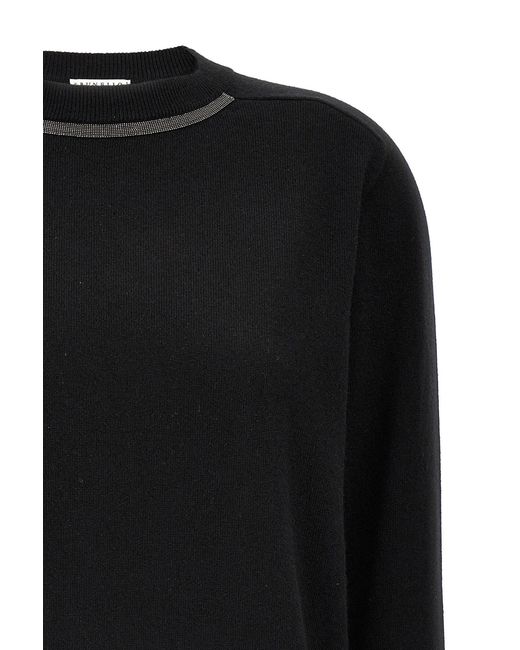 Brunello Cucinelli Black Crew Neck Long-Sleeved Knitwear
